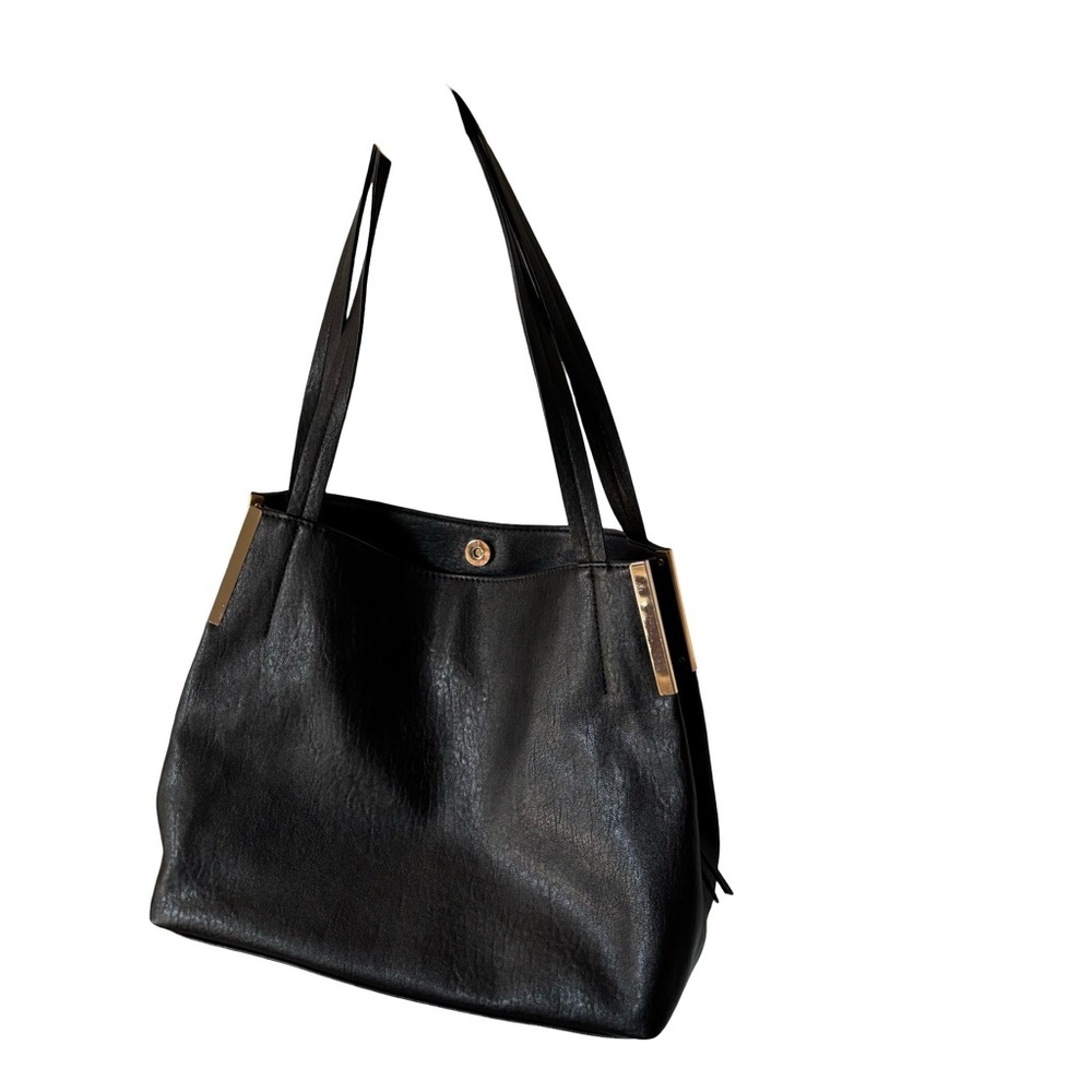 Madison West Black Shoulder Bag with gold accent and hardware